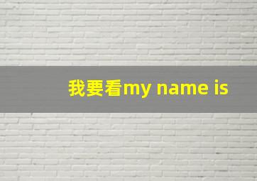 我要看my name is